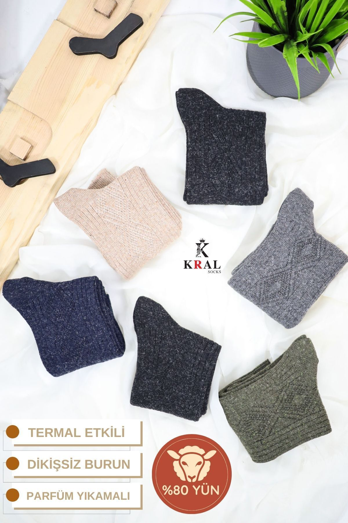 Kışlık Yün Erkek Çorap 6'lı Paket Dikişsiz Lambswool Kışlık Yün Erkek Çorap 6'lı Paket Dikişsiz Lambswool