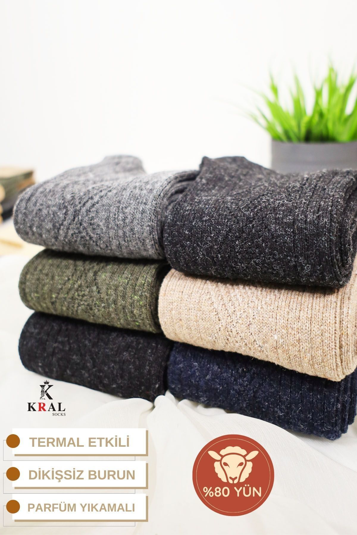 Kışlık Yün Erkek Çorap 6'lı Paket Dikişsiz Lambswool Kışlık Yün Erkek Çorap 6'lı Paket Dikişsiz Lambswool