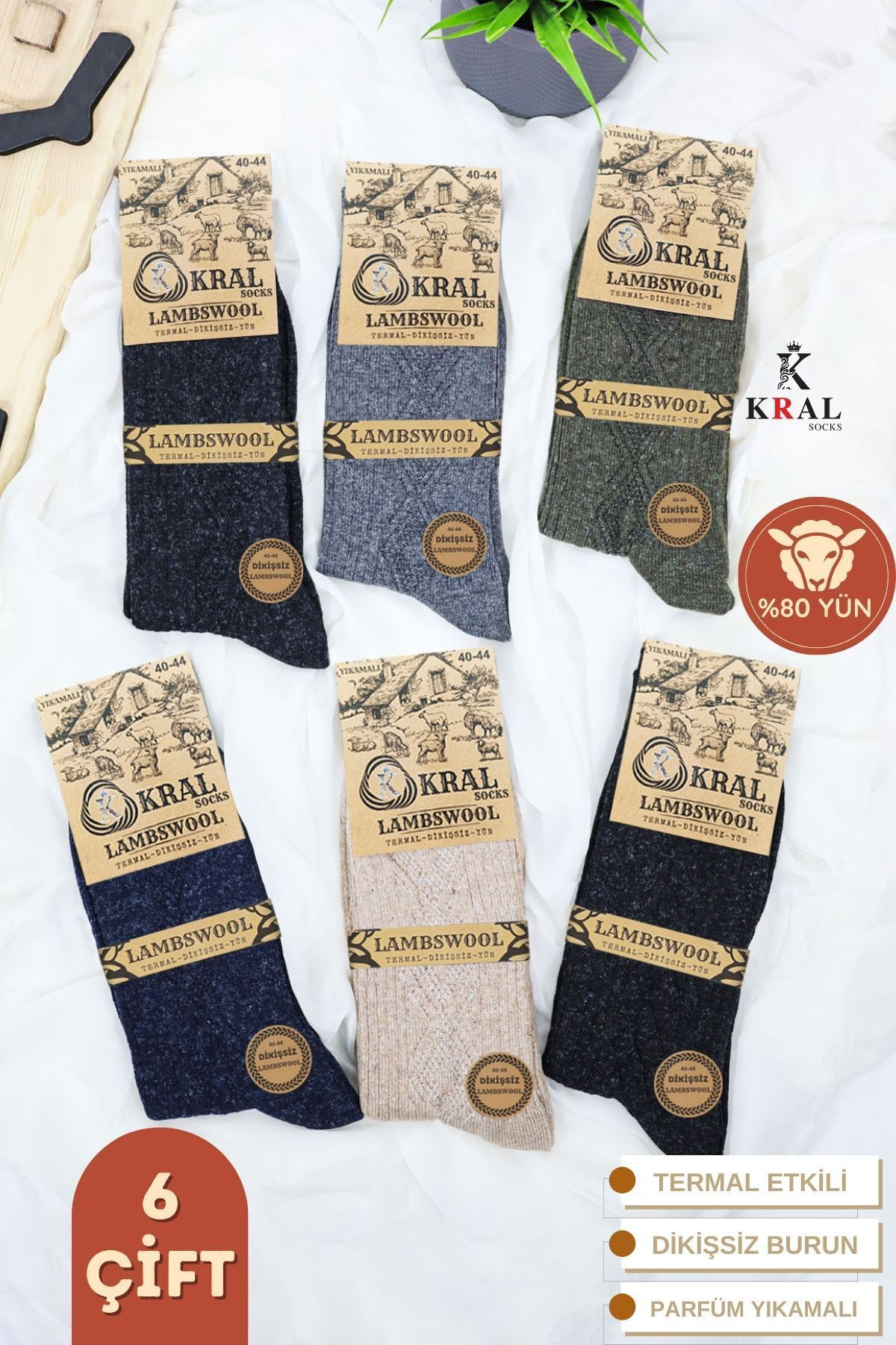 Kışlık Yün Erkek Çorap 6'lı Paket Dikişsiz Lambswool Kışlık Yün Erkek Çorap 6'lı Paket Dikişsiz Lambswool