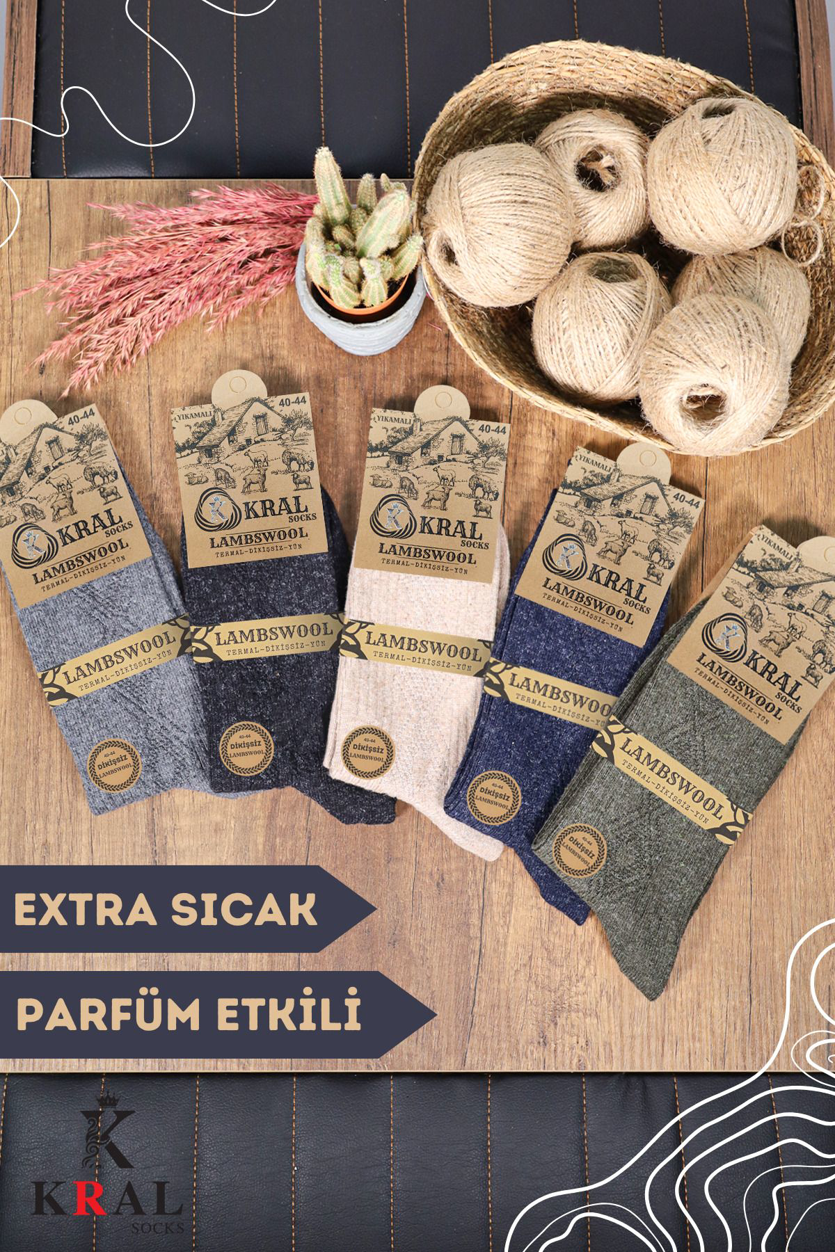 Kışlık Yün Termal Erkek Çorap 5'li Set Dikişsiz Lambswool