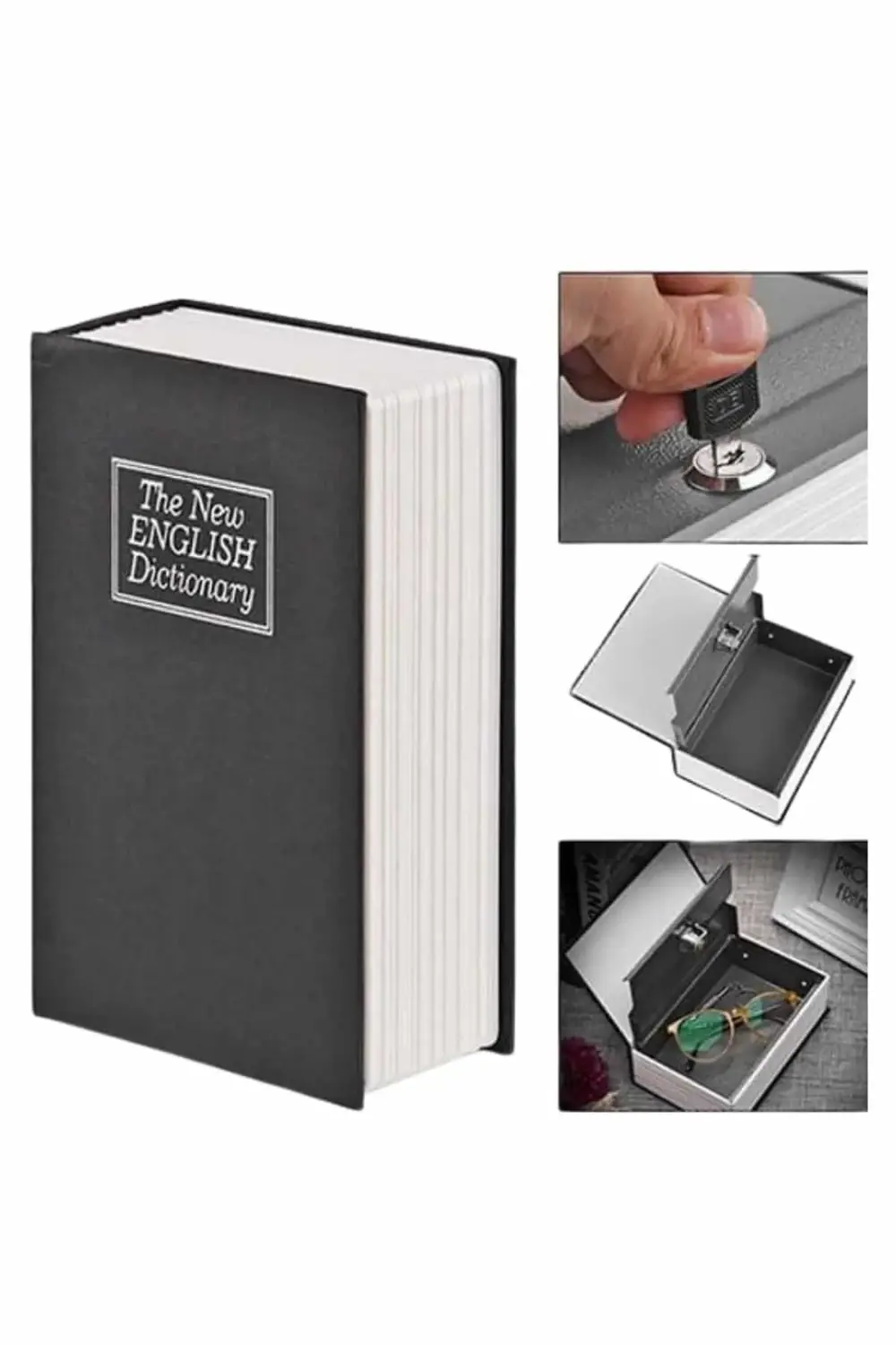 Kitap Görünümlü Gizli Kasa Büyük Boy Anahtarlı Kilitli Para Kasas