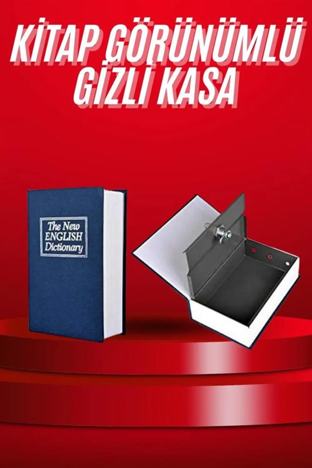 Kitap Görünümlü Gizli Kasa Büyük Boy Anahtarlı Kilitli Para Kasas