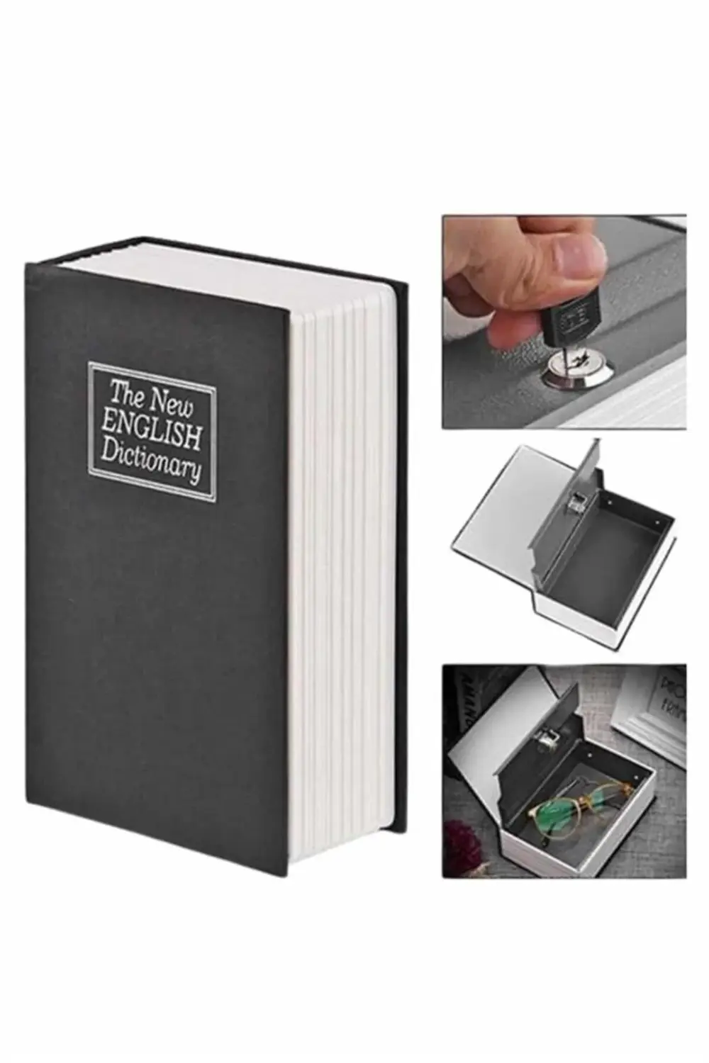 Kitap Görünümlü Gizli Kasa Büyük Boy Anahtarlı Kilitli Para Kasas