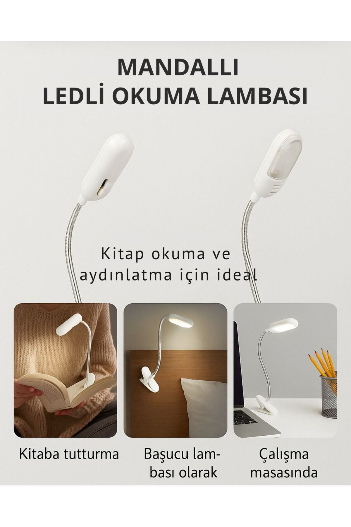 Kitap Okuma Lambası Portatif Kullanışlı Masa Mini Işığı