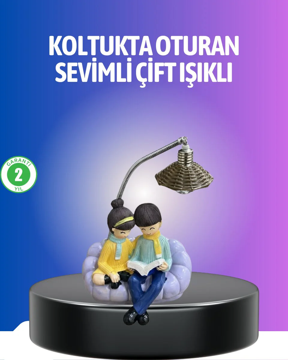 Kitap Okuyan Çift Figürlü Gece Lambası - Romantik Masa Lambası ve Estetik Dekoratif Işık Kaynağı