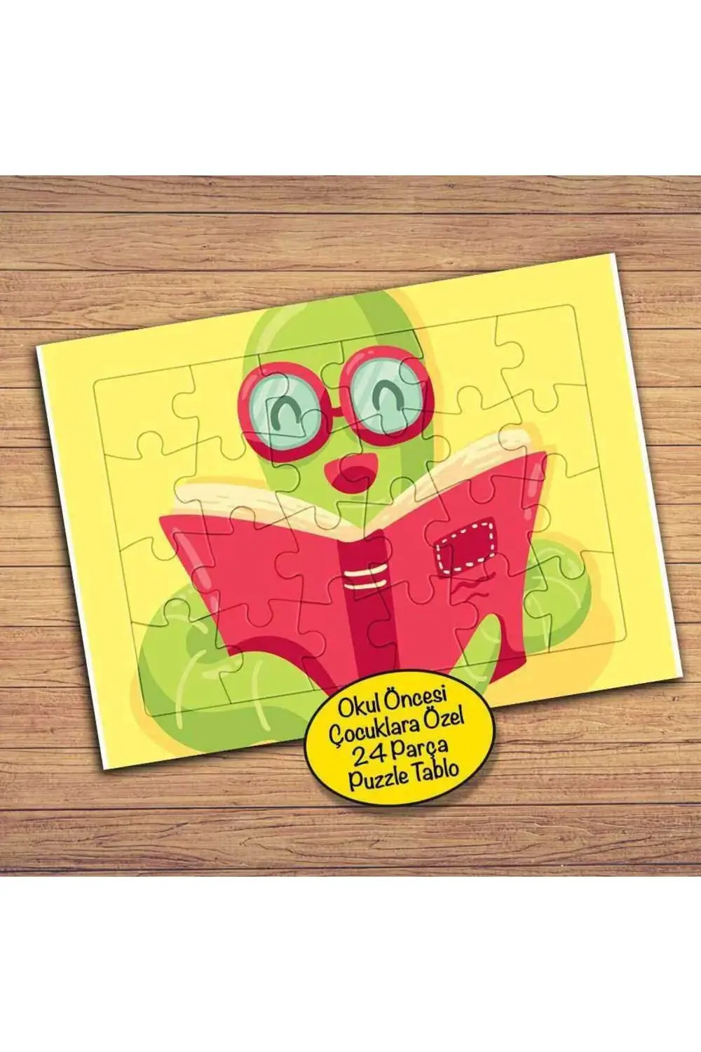 Kitap Okuyan Sevimli Kurt Çocuklara Özel Puzzle Yapboz Tablo-226p