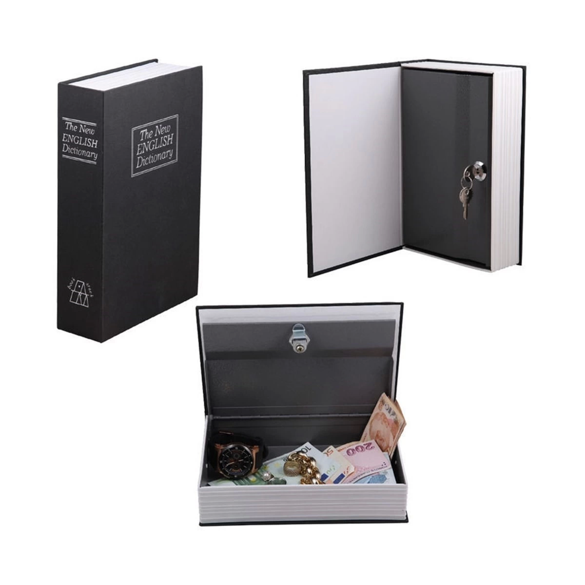 Kitap Şeklinde Gizli Kasa Kilitli kumbara Büyük Boy