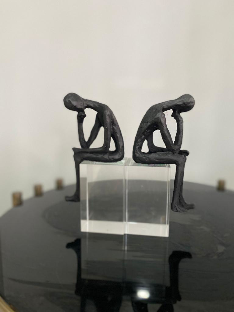 Kitap Tutucu 2 li Kristal Kaideli Düşünen İnsan Biblo Kitap Tutuc