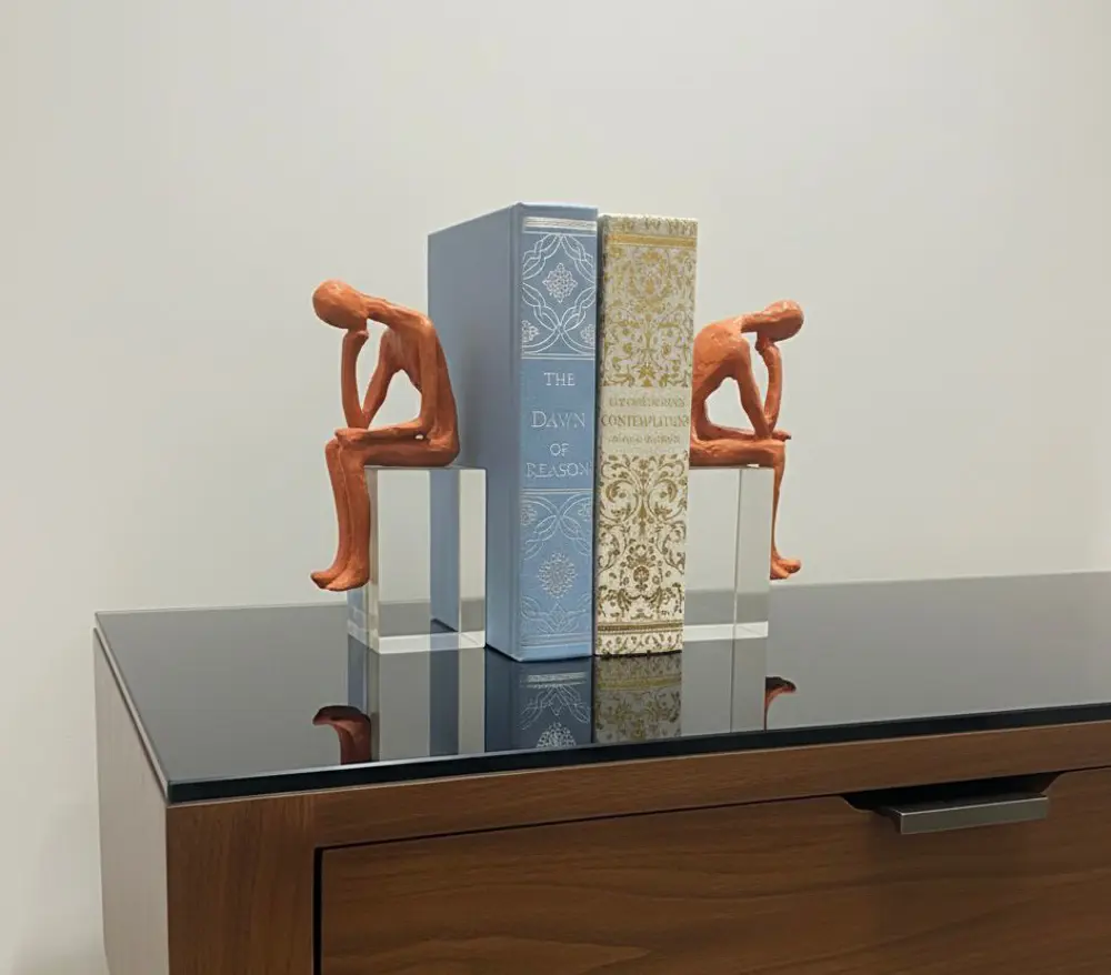 Kitap Tutucu 2 li Kristal Kaideli Düşünen İnsan Biblo Kitap Tutuc