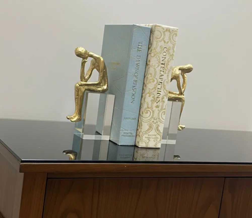 Kitap Tutucu 2 li Kristal Kaideli Düşünen İnsan Biblo Kitap Tutuc