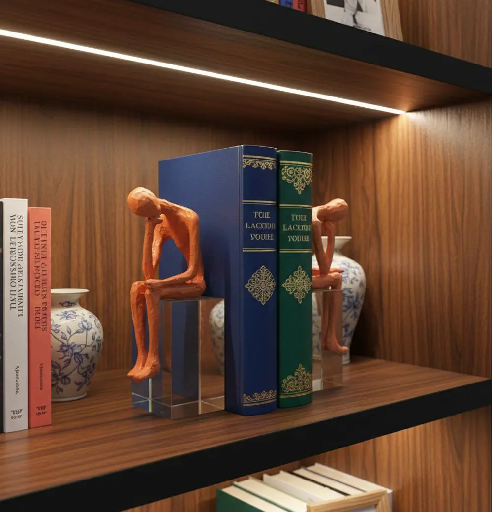 Kitap Tutucu 2 li Kristal Kaideli Düşünen İnsan Biblo Kitap Tutuc