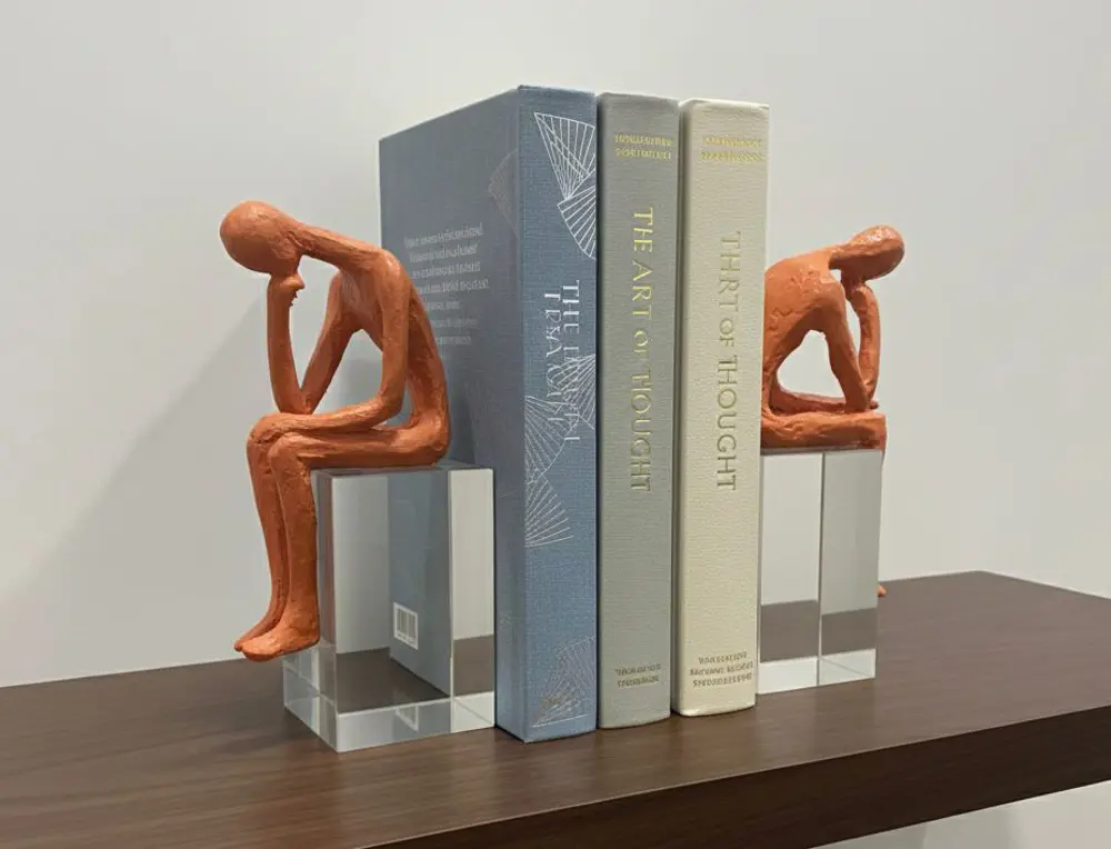 Kitap Tutucu 2 li Kristal Kaideli Düşünen İnsan Biblo Kitap Tutuc