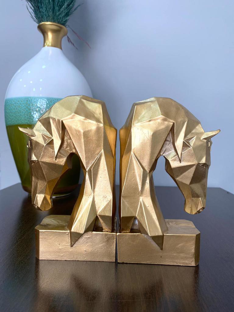 Mirsa Global Kitap Tutucu Kübik At Figürlü 2 Li Gold  Renkli ( Polyester)