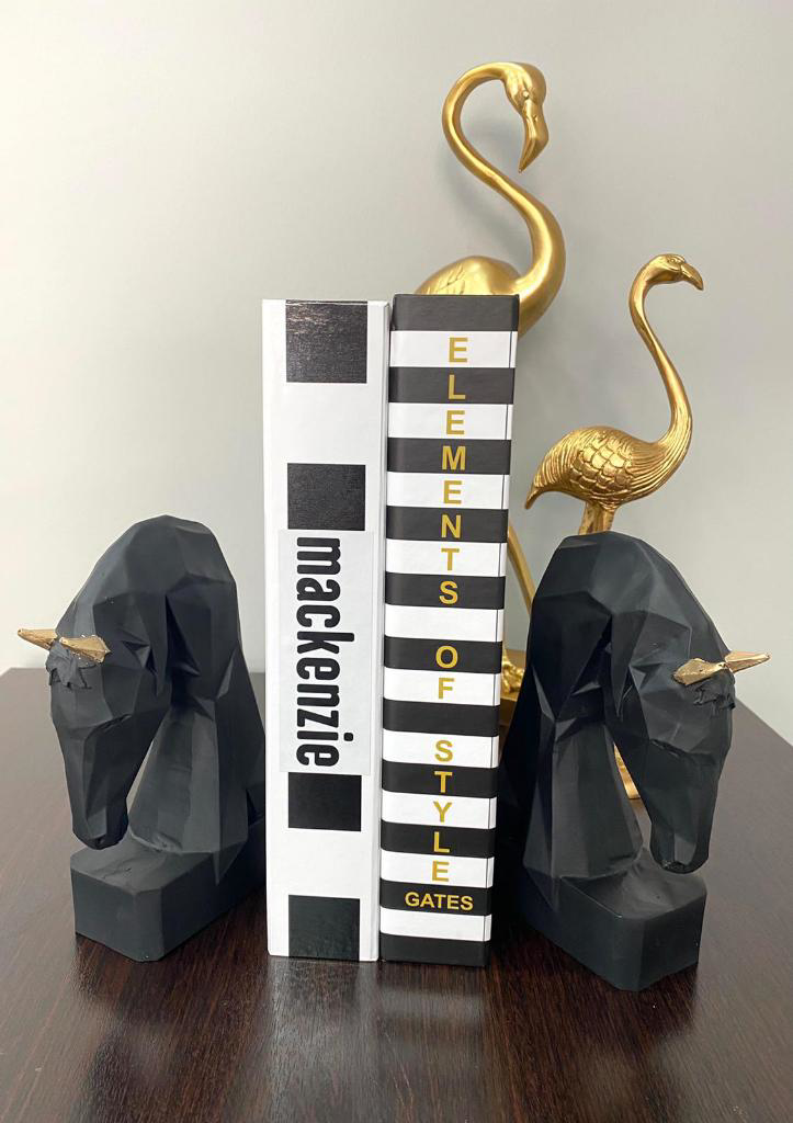 Mirsa Global Kitap Tutucu Kübik At Figürlü 2 Li Siyah Gold   Renkli ( Polyeste