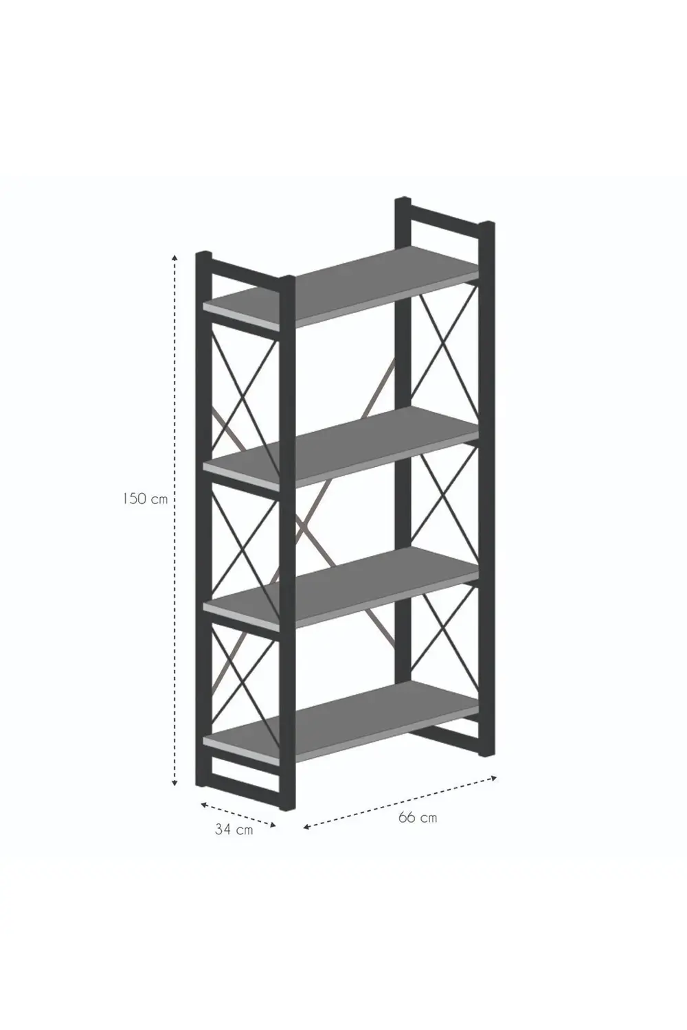 KİTAPLIK 4 RAFLI CEVİZ