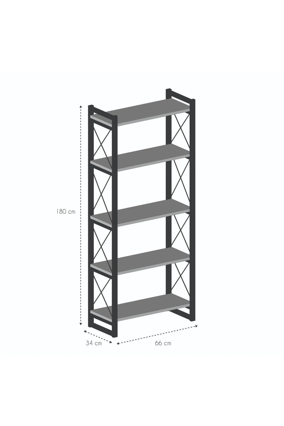 Kitaplık 5 Raflı Beyaz 180 Cm Kitaplık 5 Raflı Beyaz 180 Cm - Görsel 3