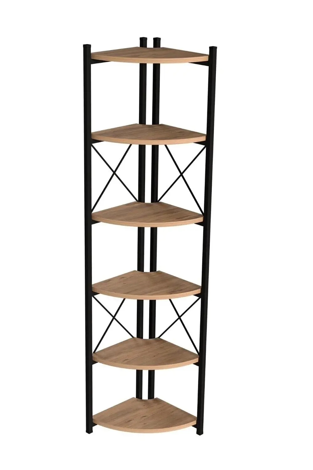 Kitaplık Çiçeklik 6 Raflı Ceviz Çok Amaçlı Stand Altı Bölmeli 160