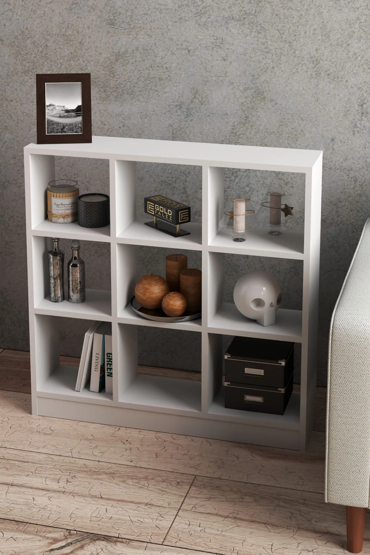 KİTAPLIK ÇOK AMAÇLI MUTFAK RAF DOLAP 9 BÖLMELİ BEYAZ