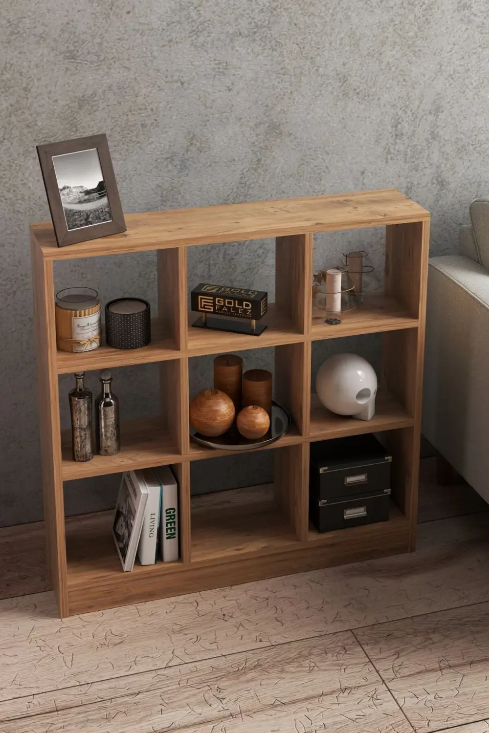 KİTAPLIK ÇOK AMAÇLI MUTFAK RAF DOLAP 9 BÖLMELİ ATLANTİK ÇAM