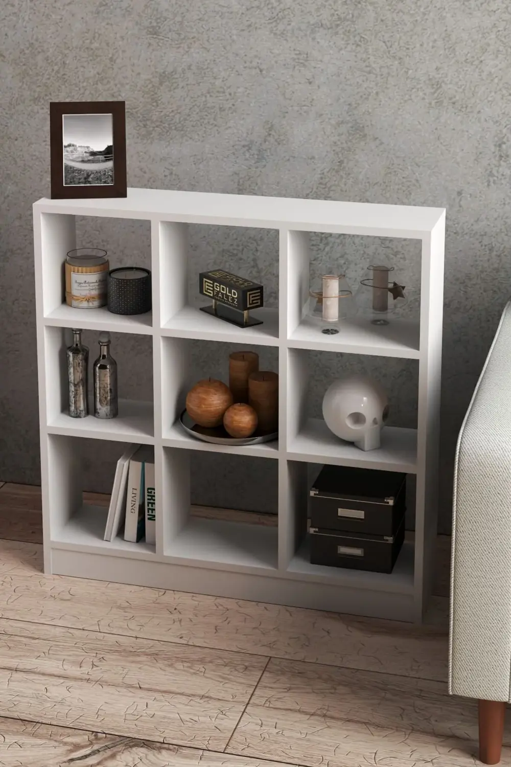 KİTAPLIK ÇOK AMAÇLI MUTFAK RAF DOLAP 9 BÖLMELİ BEYAZ