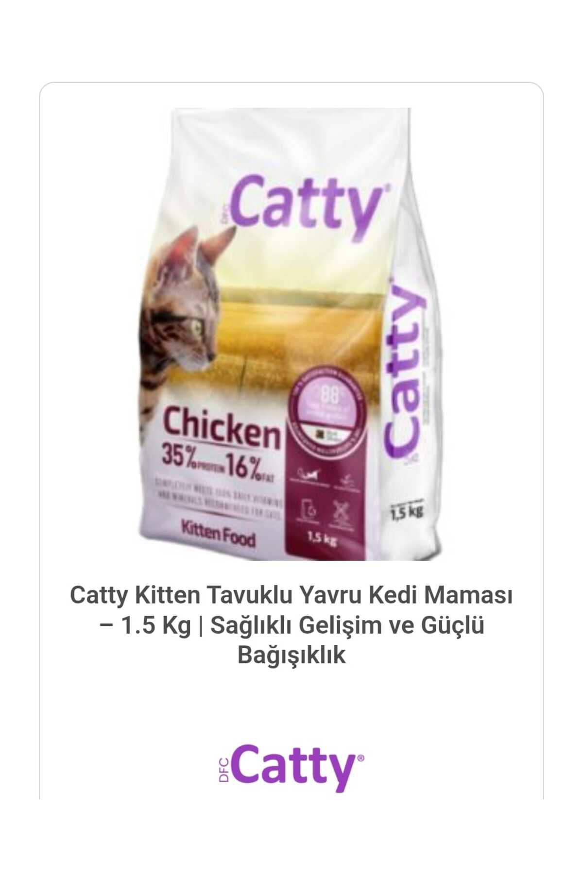 Catty Kitten Tavuklu Yavru Kedi Maması - 1.5 Kg | Sağlıklı Gelişim Ve G