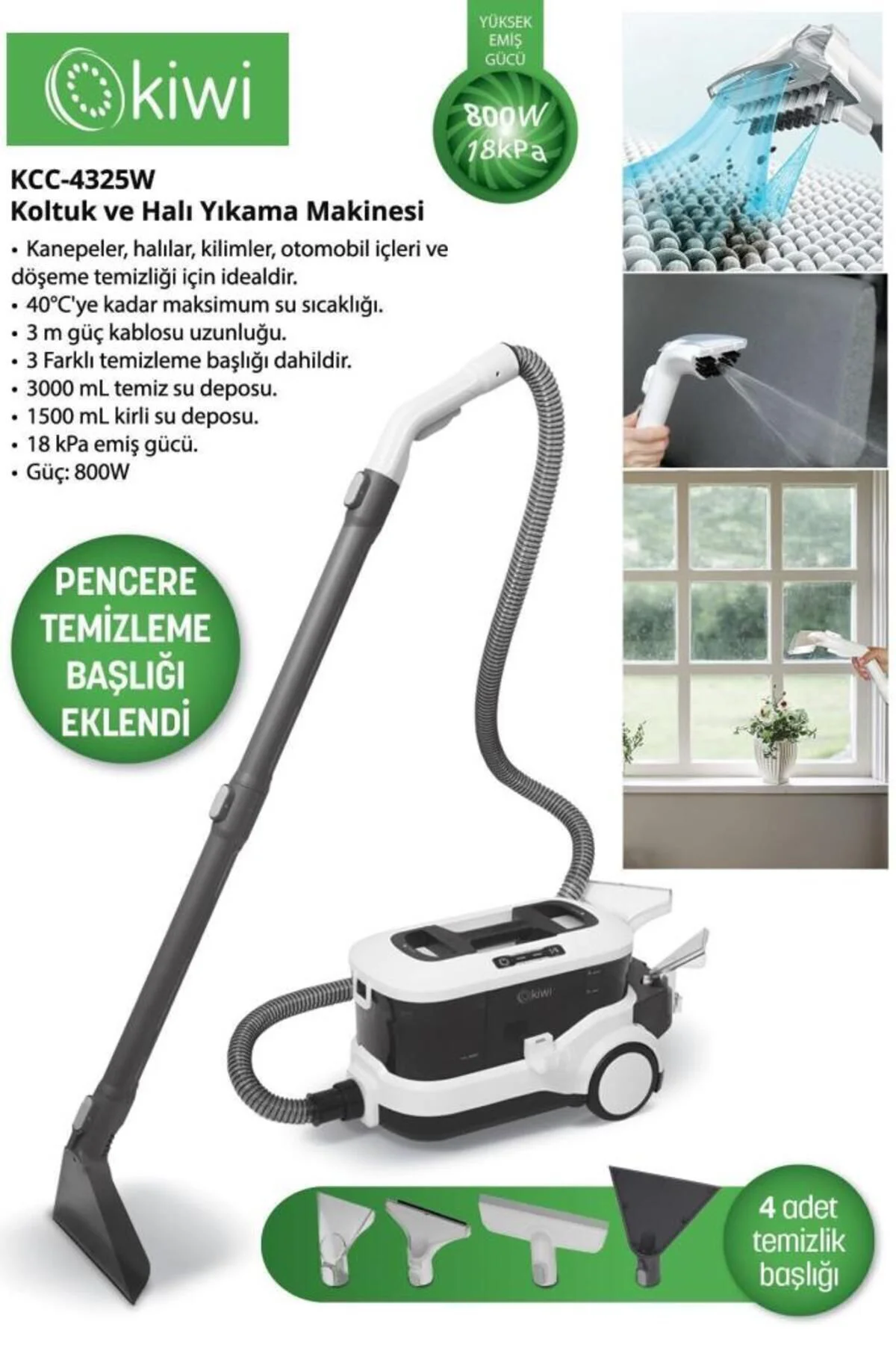 KIWI KCC-4325W Halı ve Koltuk Yıkama Makinesi Fiyatı, Yorumları ve Özellikleri