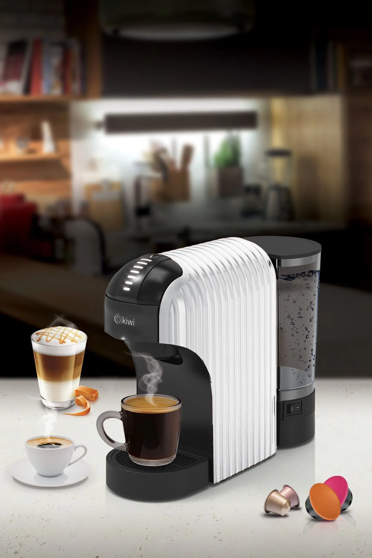 Kiwi Kcm-7597 Multikapsül Kahve Makinesi Beyaz Nespresso / Tchibo Kiwi Kcm-7597 Multikapsül Kahve Makinesi Beyaz Nespresso / Tchibo