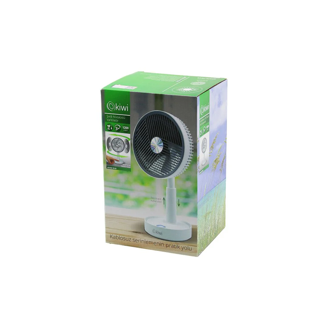 Kiwi KFAN-7618 Usb Şarjlı 5 İnç - 13.4CM Masa Üstü Vantilatör 3 Kademe Hız 5 Pls.kanat Ayarlı YÜKSEKLİK:20-28CM Fiyatı, Yorumları ve Özellikleri