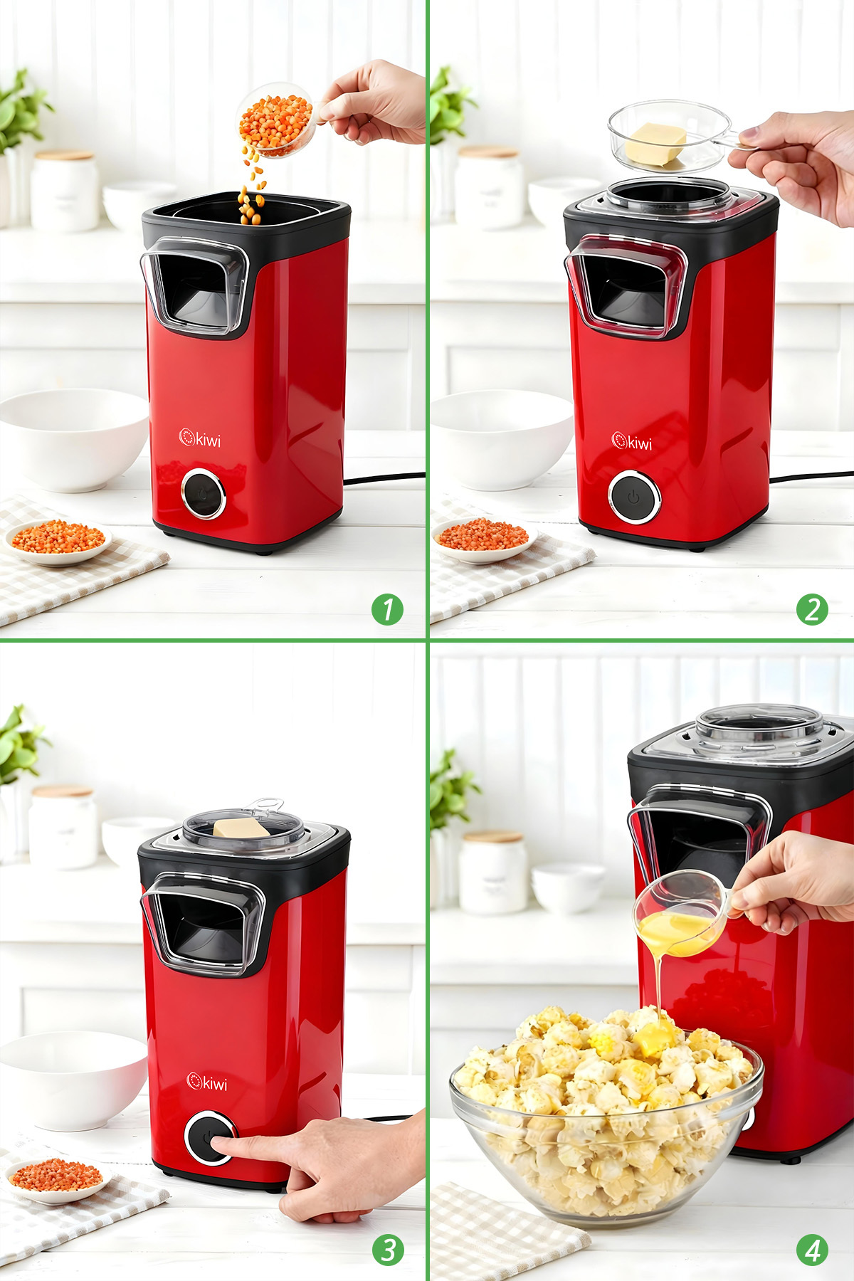 Kiwi KPM-7412 Patlamış Mısır Makinesi | Sıcak Hava Teknolojisi | 