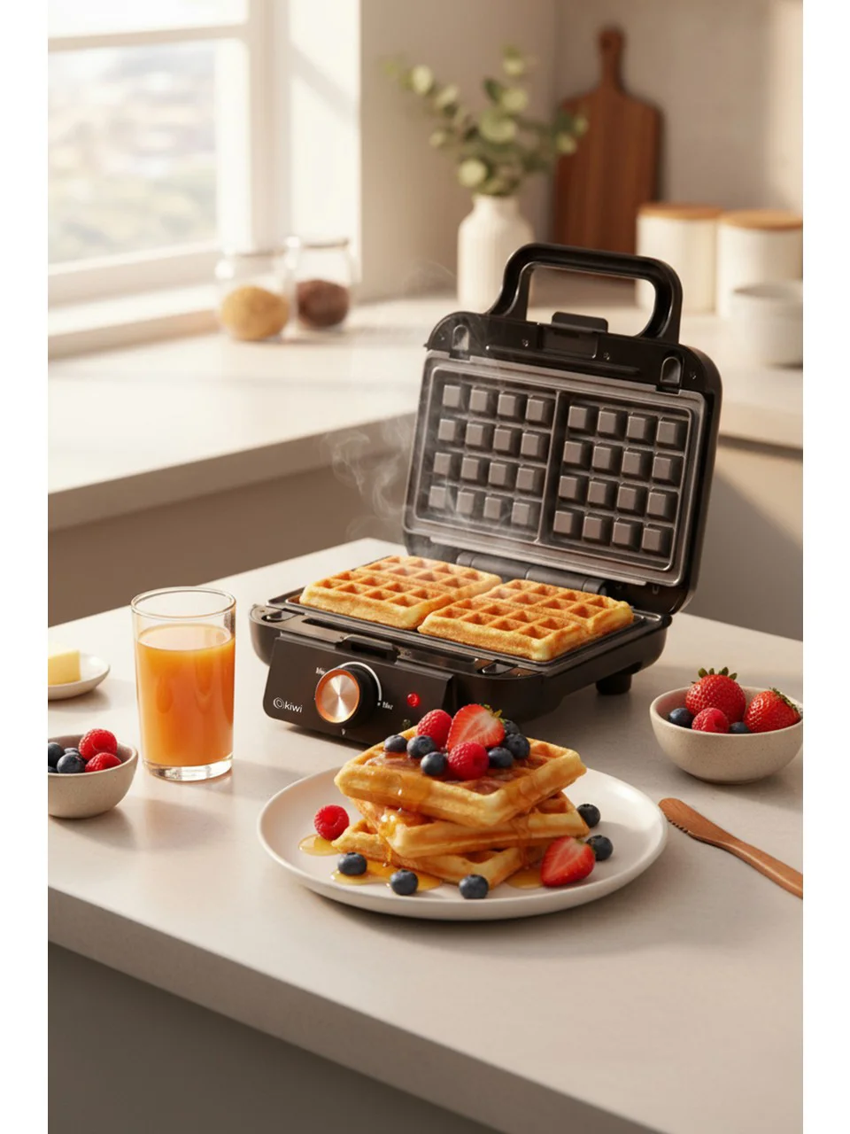 Kiwi KSM-2432 Çıkarılabilir Plakalı Waffle Makinesi - Tost Plakas