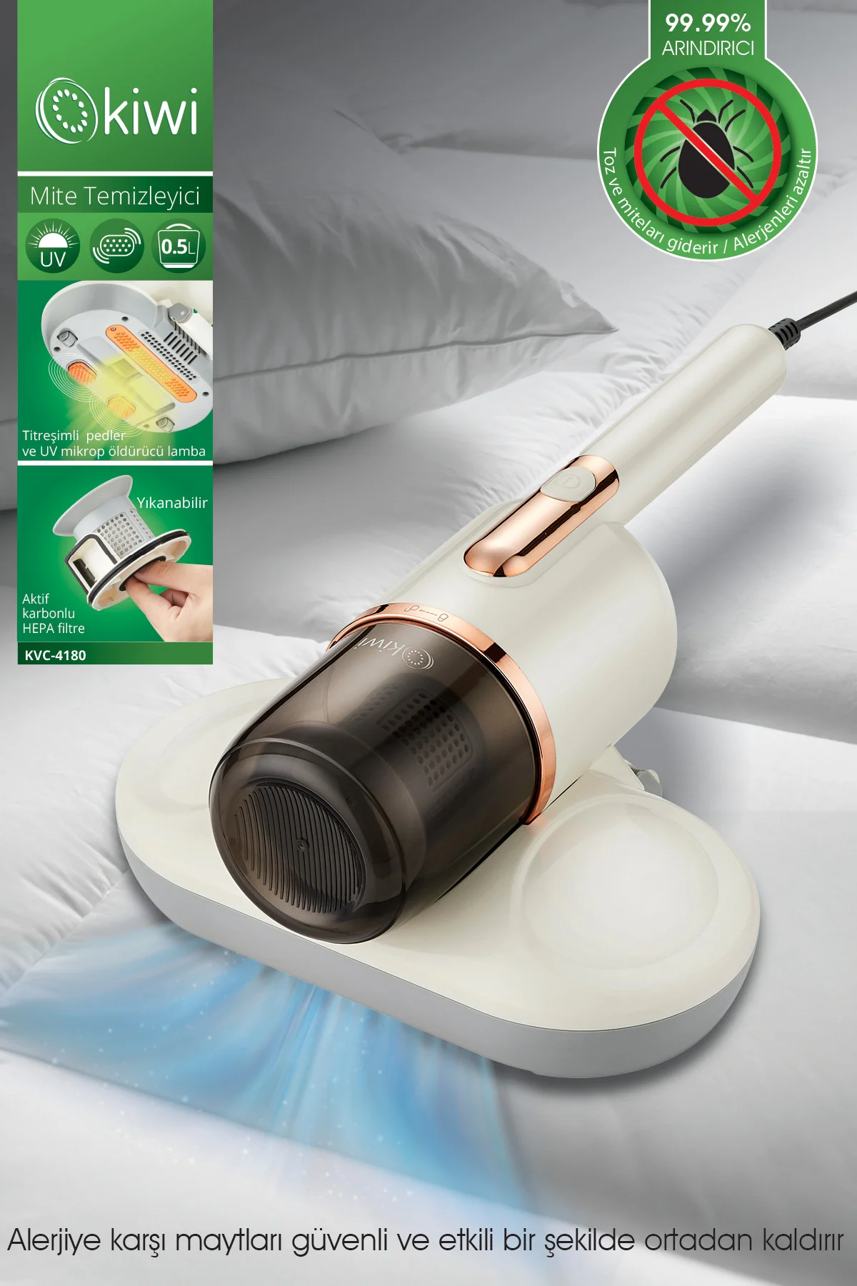 Kiwi Kvc-4180 UV Işıklı Bakteri ve Mayt Öldürücü Yastık, Yatak Sü