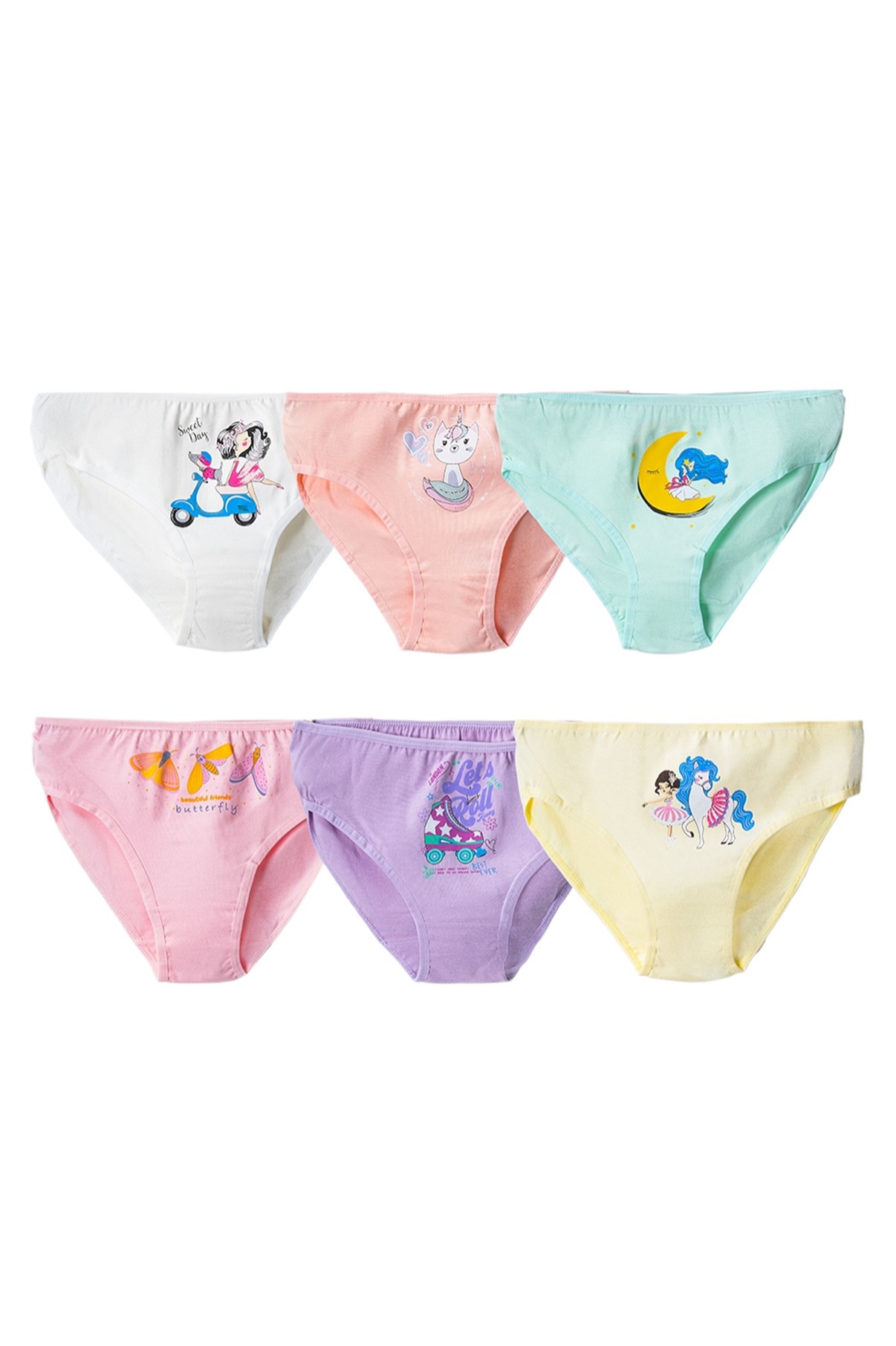 KIZ 2-13 YAŞ KARIŞIK DESENLİ SLİP KÜLOT