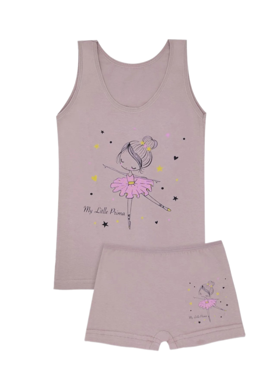 KIZ 3/12 YAŞ KARIŞIK DESENLİ ATLET VE BOXER SET