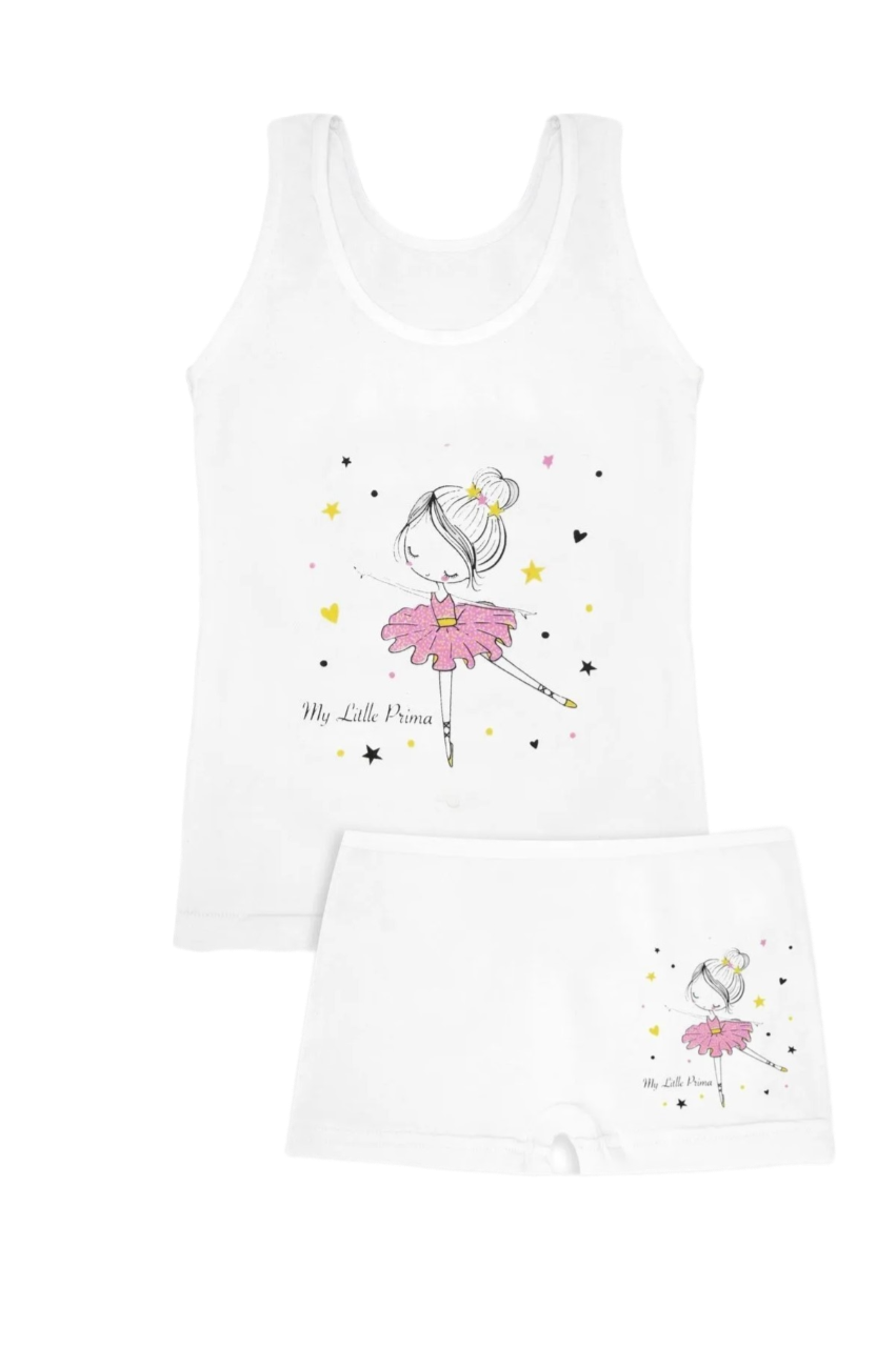 KIZ 3/12 YAŞ KARIŞIK DESENLİ ATLET VE BOXER SET