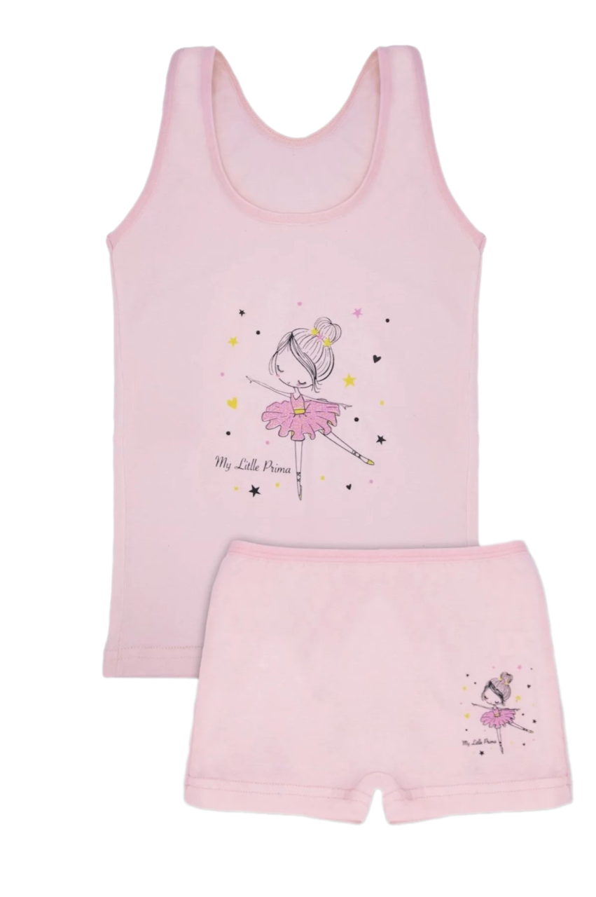 KIZ 3/12 YAŞ KARIŞIK DESENLİ ATLET VE BOXER SET