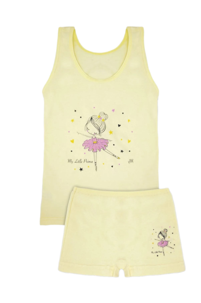 KIZ 3/12 YAŞ KARIŞIK DESENLİ ATLET VE BOXER SET