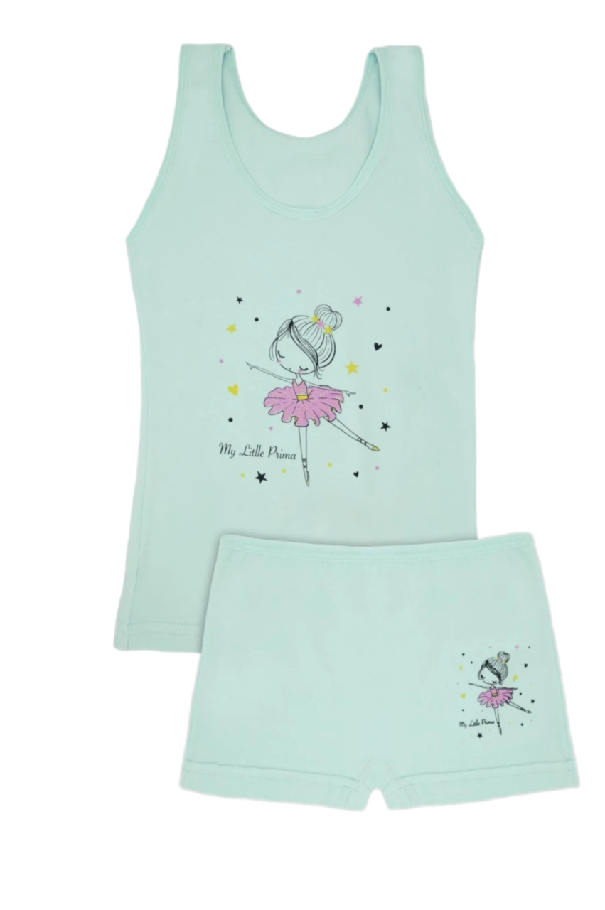 KIZ 3/12 YAŞ KARIŞIK DESENLİ ATLET VE BOXER SET