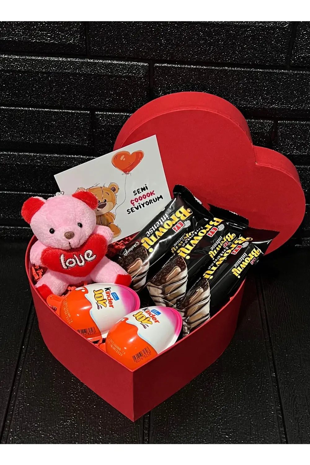 Kız Arkadaşa Hediye Kalp Kutuda Kalpli Pembe Ayıcık - Browni Inte