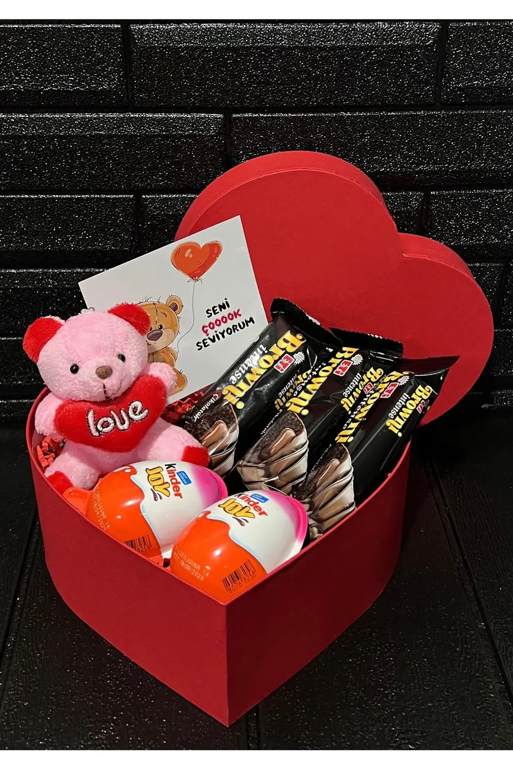 Kız Arkadaşa Hediye Kalp Kutuda Kalpli Pembe Ayıcık - Browni Inte