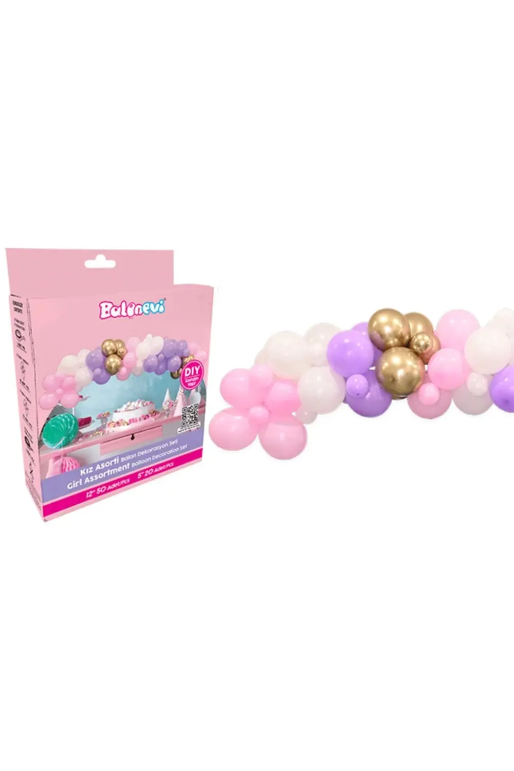 KIZ ASORTİ BALON DEKORASYON SETİ 70Lİ