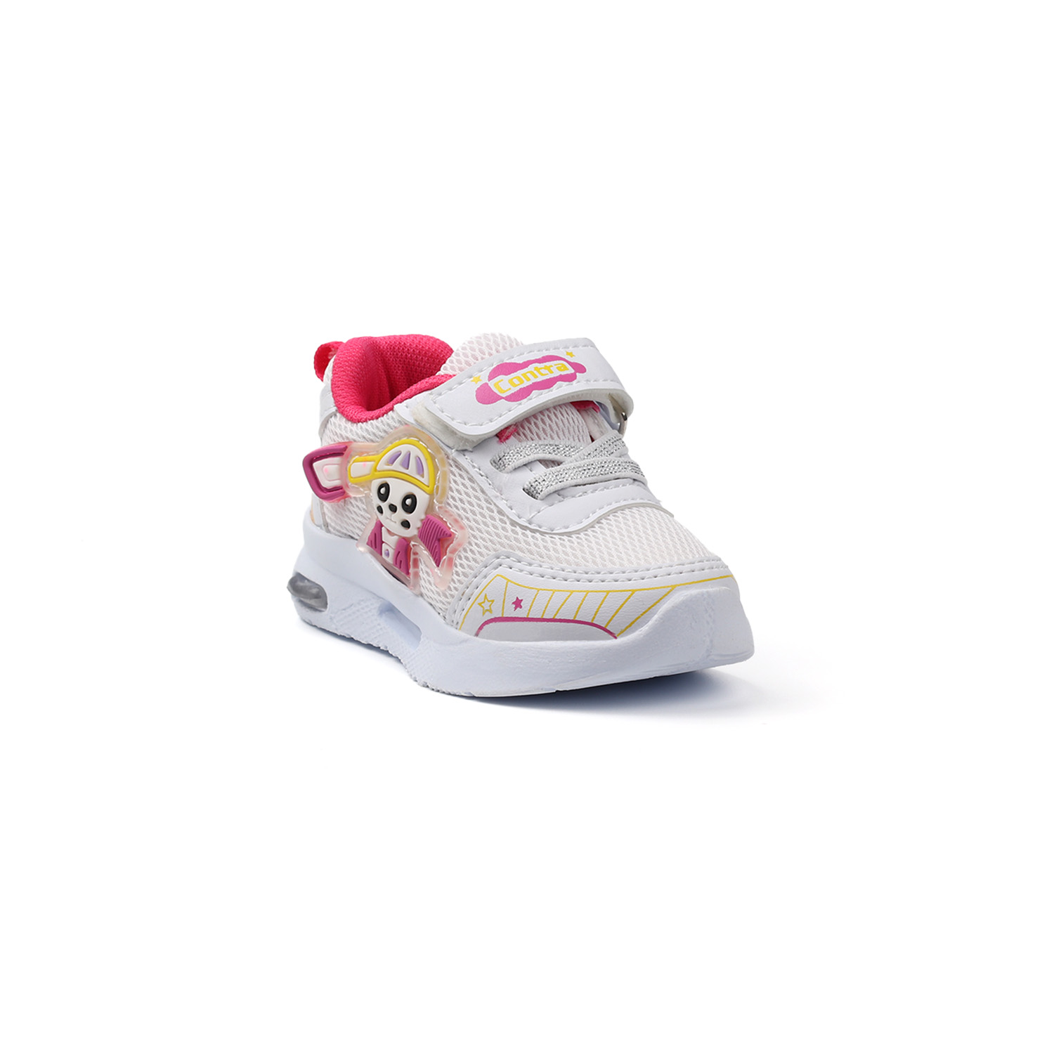 Kız Bebe Beyaz Fuşya Figürlü Işıklı Cırtlı Sneaker Günlük Spor Ay