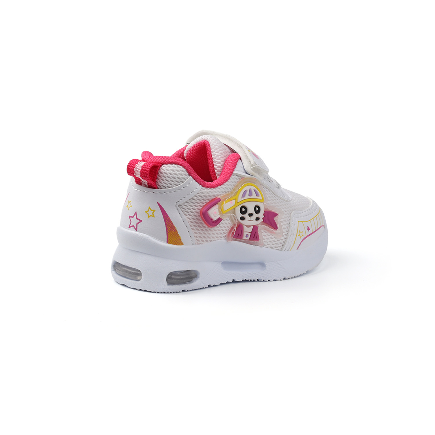 Kız Bebe Beyaz Fuşya Figürlü Işıklı Cırtlı Sneaker Günlük Spor Ay
