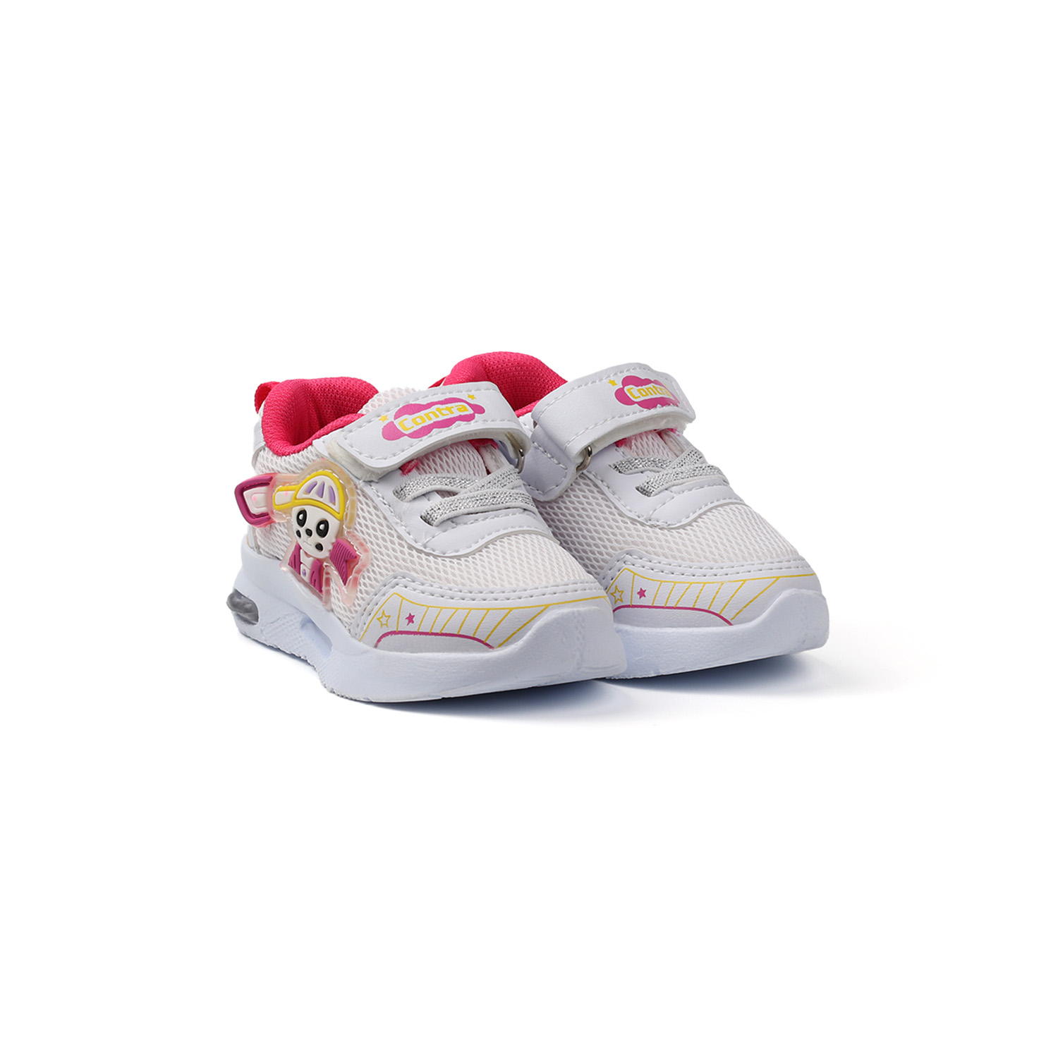 Kız Bebe Beyaz Fuşya Figürlü Işıklı Cırtlı Sneaker Günlük Spor Ay