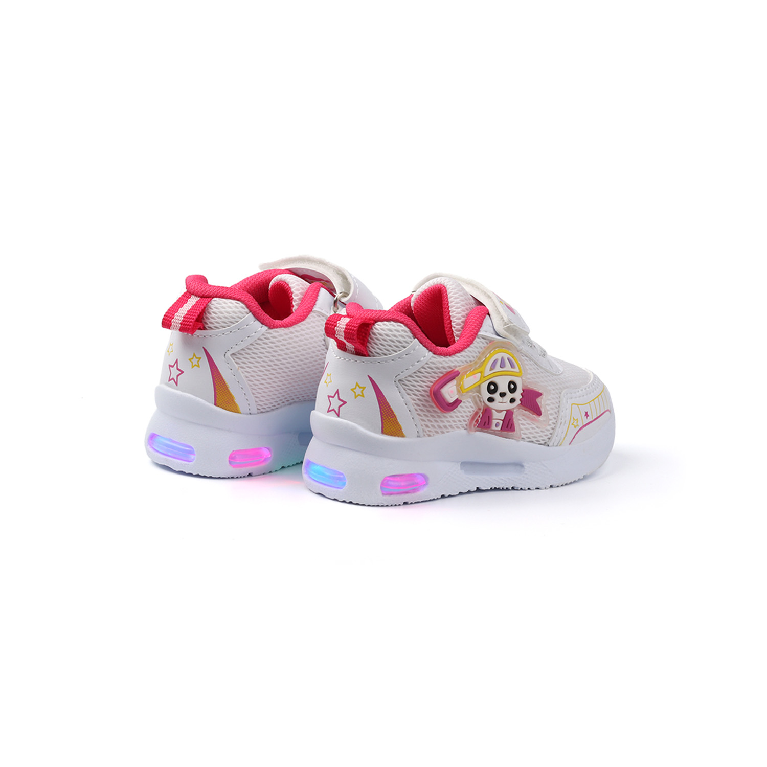 Kız Bebe Beyaz Fuşya Figürlü Işıklı Cırtlı Sneaker Günlük Spor Ay
