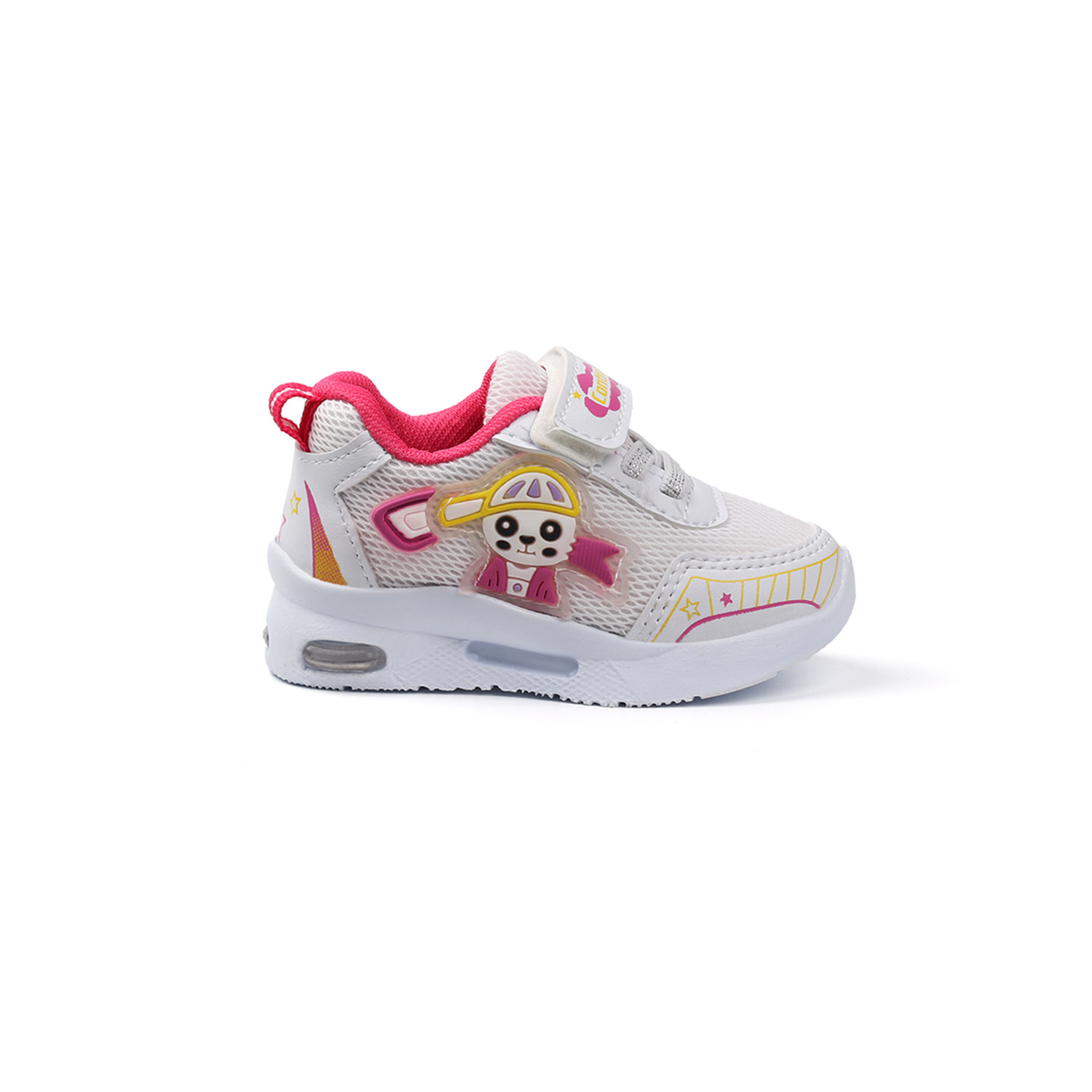 Kız Bebe Beyaz Fuşya Figürlü Işıklı Cırtlı Sneaker Günlük Spor Ay