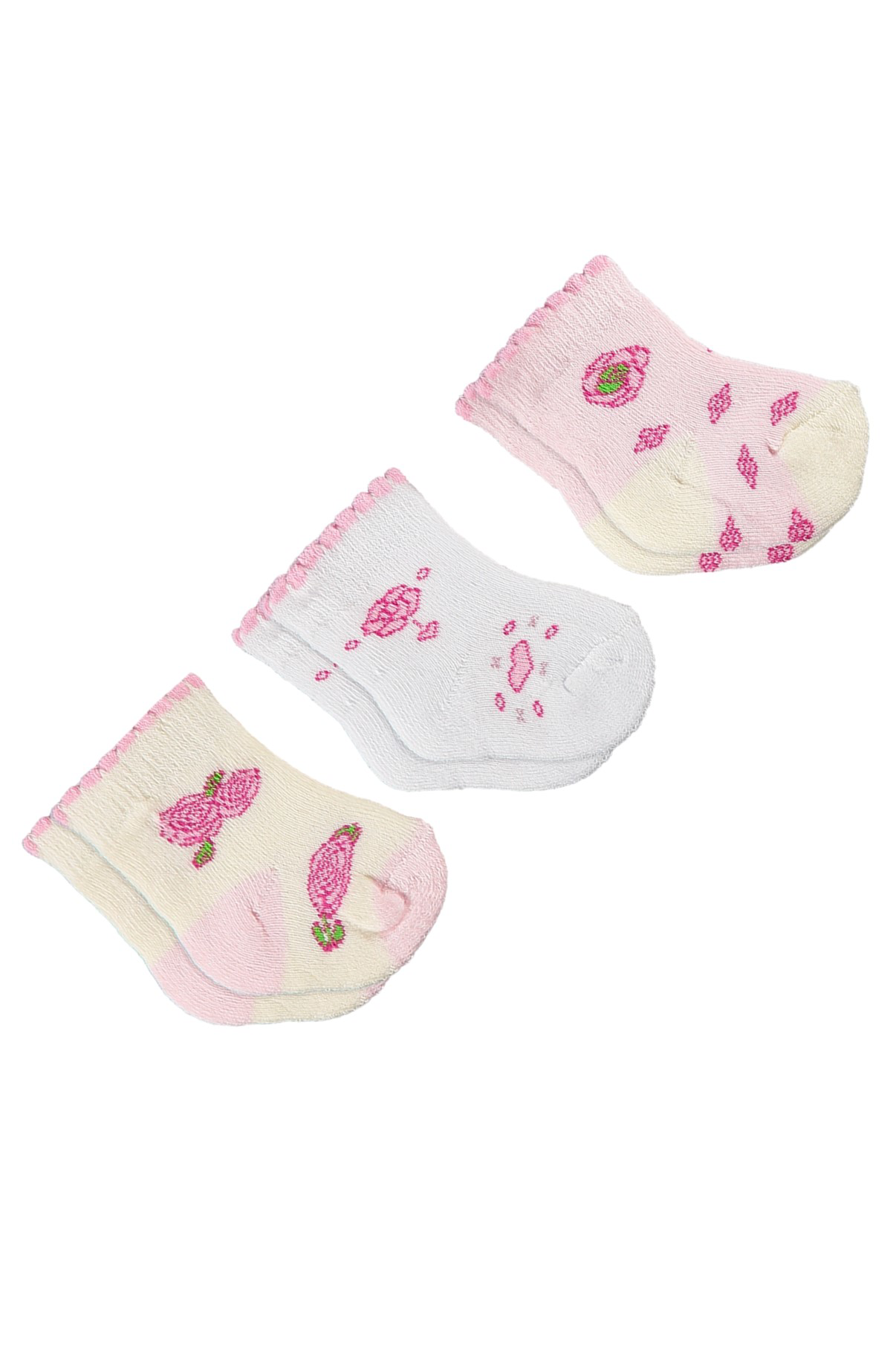 Kız Bebe Havlu Üçlü Set 1 Ay,6 Ay Çorap