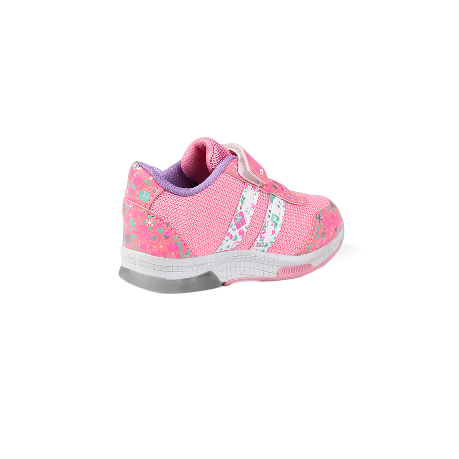 Kız Bebe Pembe Desenli Işıklı Cırtlı Sneaker Günlük Spor Ayakkabı