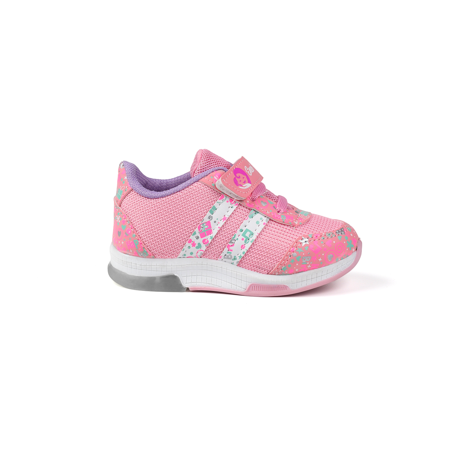 Kız Bebe Pembe Desenli Işıklı Cırtlı Sneaker Günlük Spor Ayakkabı