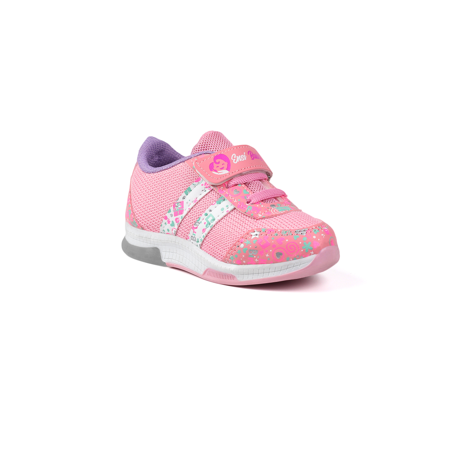 Kız Bebe Pembe Desenli Işıklı Cırtlı Sneaker Günlük Spor Ayakkabı