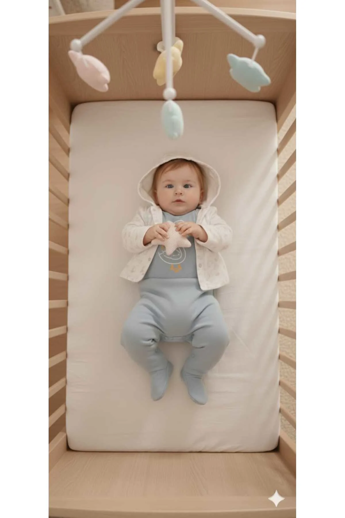 Kız Bebek Kapüşonlu Peluş Ceket ve Kuğu Nakışlı Tulum İkili Takım
